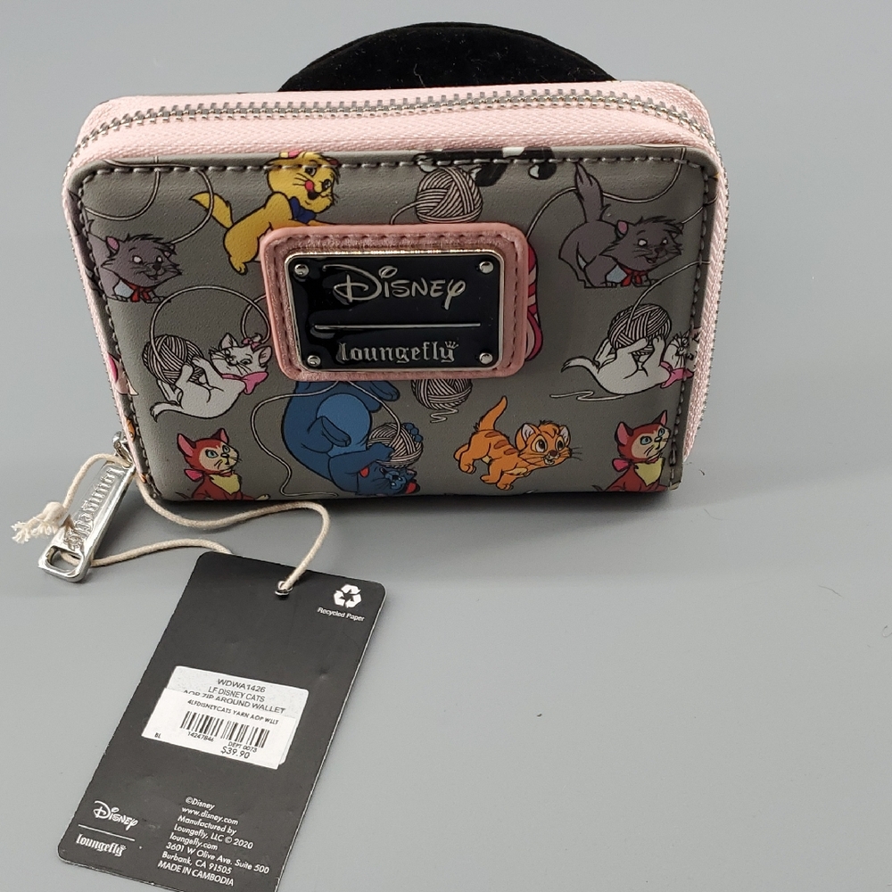 Loungefly Disney Aristocats Kids Wallet - Pink and Gray